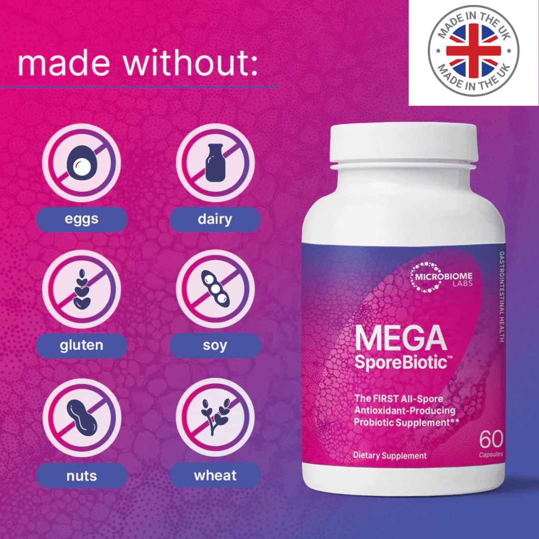 Microbiome Labs MegaSporeBiotic Probiotics for Women & Men - Megaspore probiotics Spore-Based Probiotic for Gut Health & Digestive Support - 60 capsules