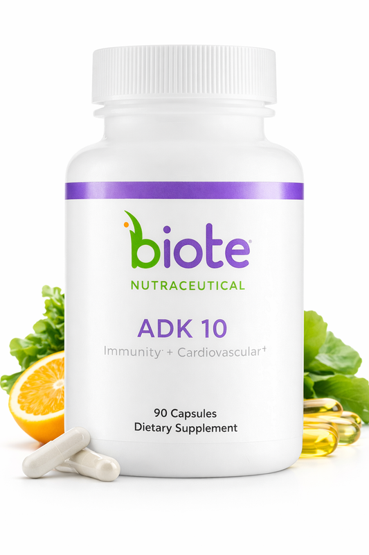 Biote Nutraceuticals ADK 10 –  Immunity  A, D3 & K2 Supplement – 90 Capsules