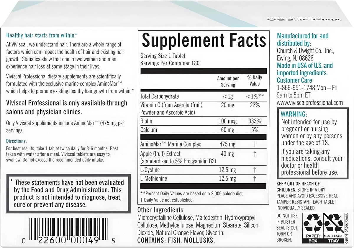 Viviscal PRO Professional Strength Advanced Hair Health, 180 Tablets