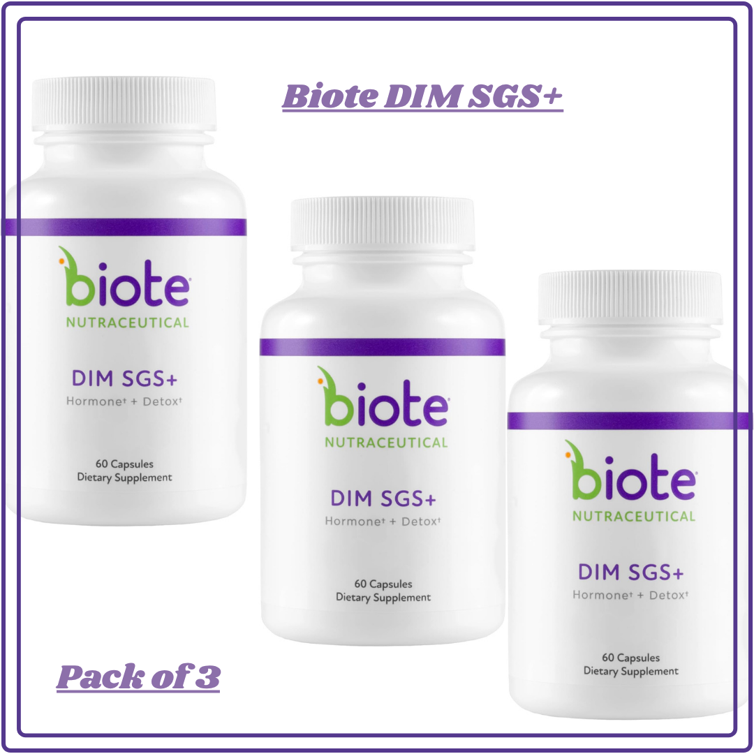 Biote Nutraceutical DIM SGS+ Hormone and Detox Support 60 Capsules Pack of 3