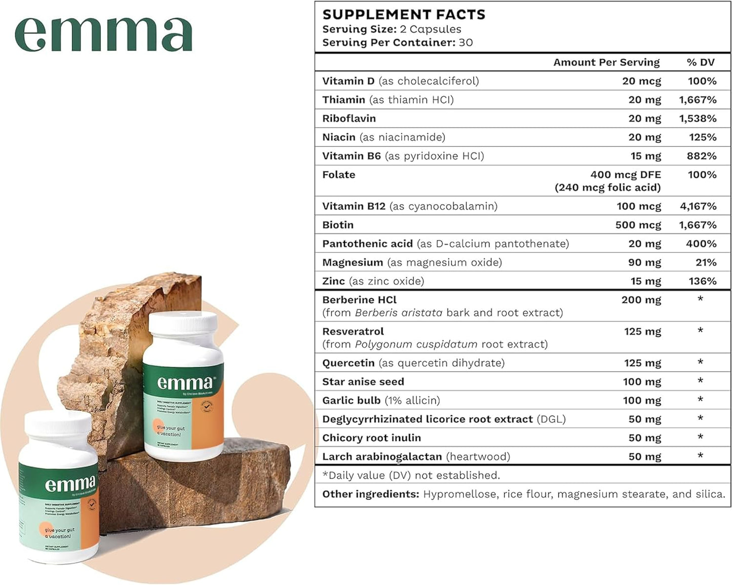 Emma Gut Heath Gas and bloating relief supplement - 60 capsules