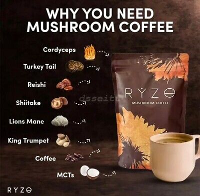RYZE Mushroom Coffee | Organic Adaptogenic Coffee Blend for Focus, Energy & Immunity